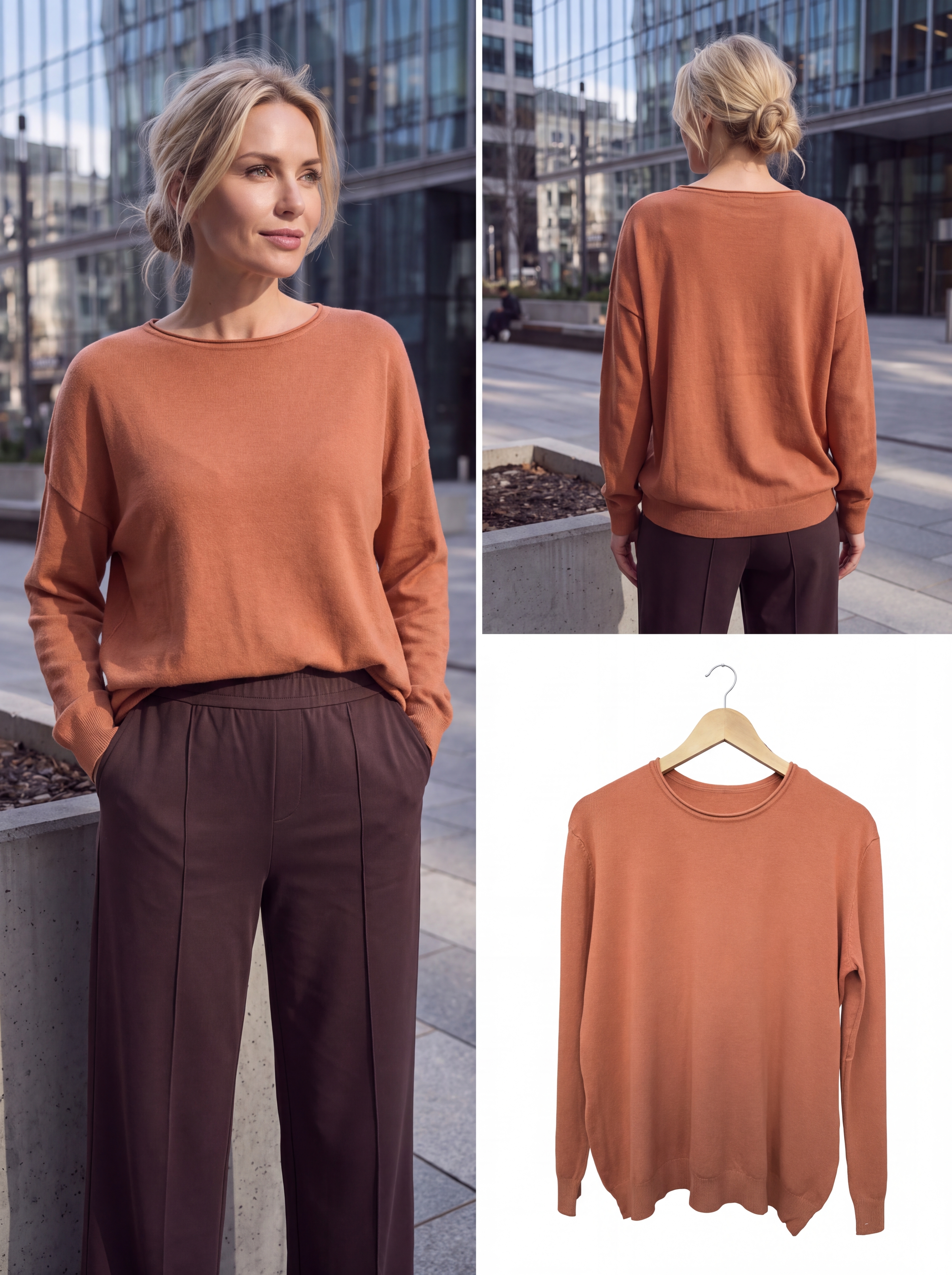 Dámsky pulóver s okrúhlym výstrihom H.WINTER škoricový s.WEAR 4